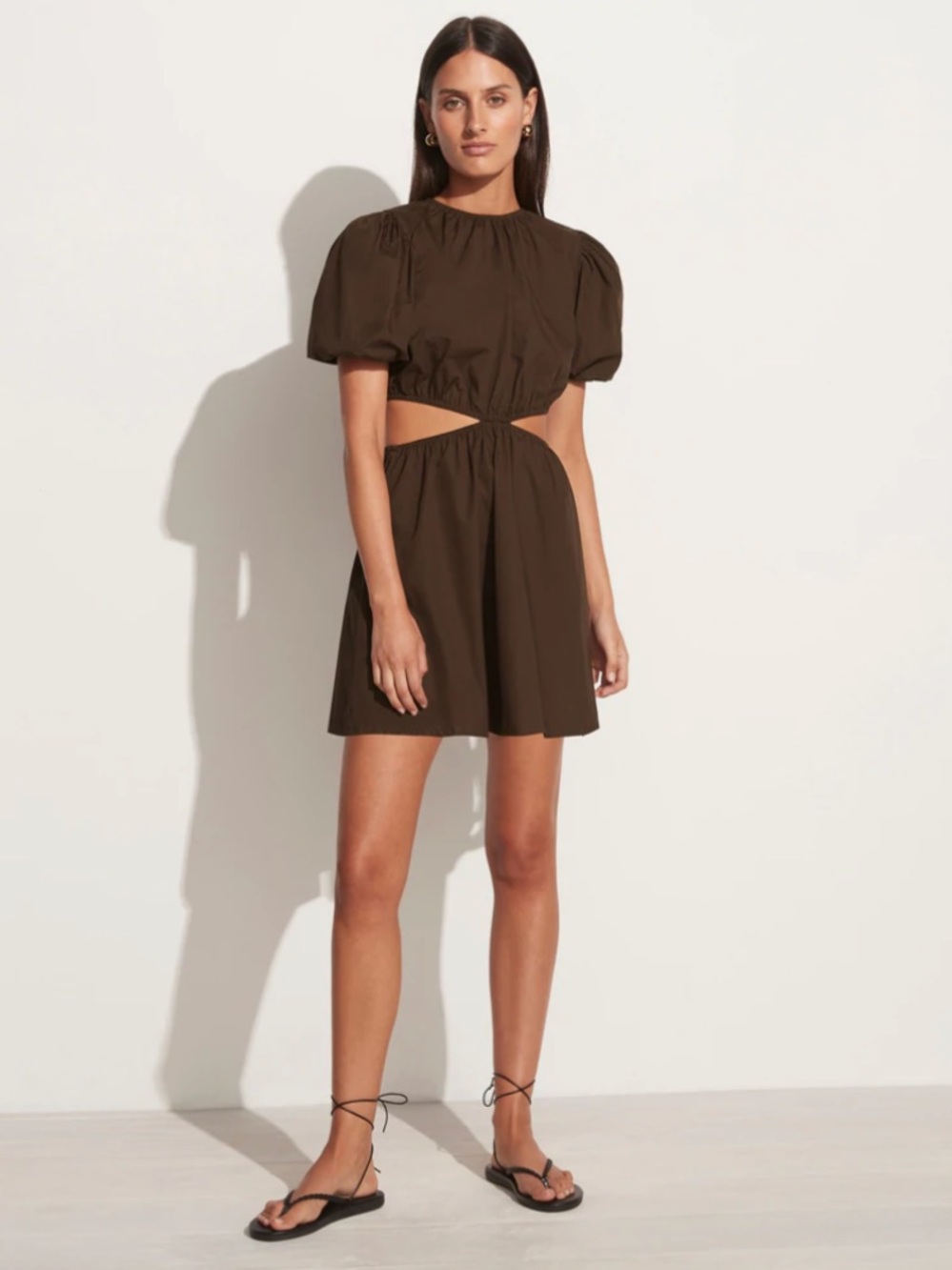 Faithfull the Brand - Adelfia mini dress in Plain Dark Chocolate